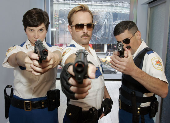 Illustration from the show Reno 911.  Citizens will not be handling firearms.