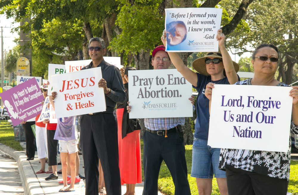 Anti-Abortion Demonstrators at the Life Chain Event in Coral Springs.  Photo by Adam Baron.