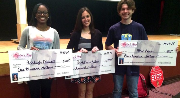 Families of Wrong-Way Accident Victims Present Students with Scholarships