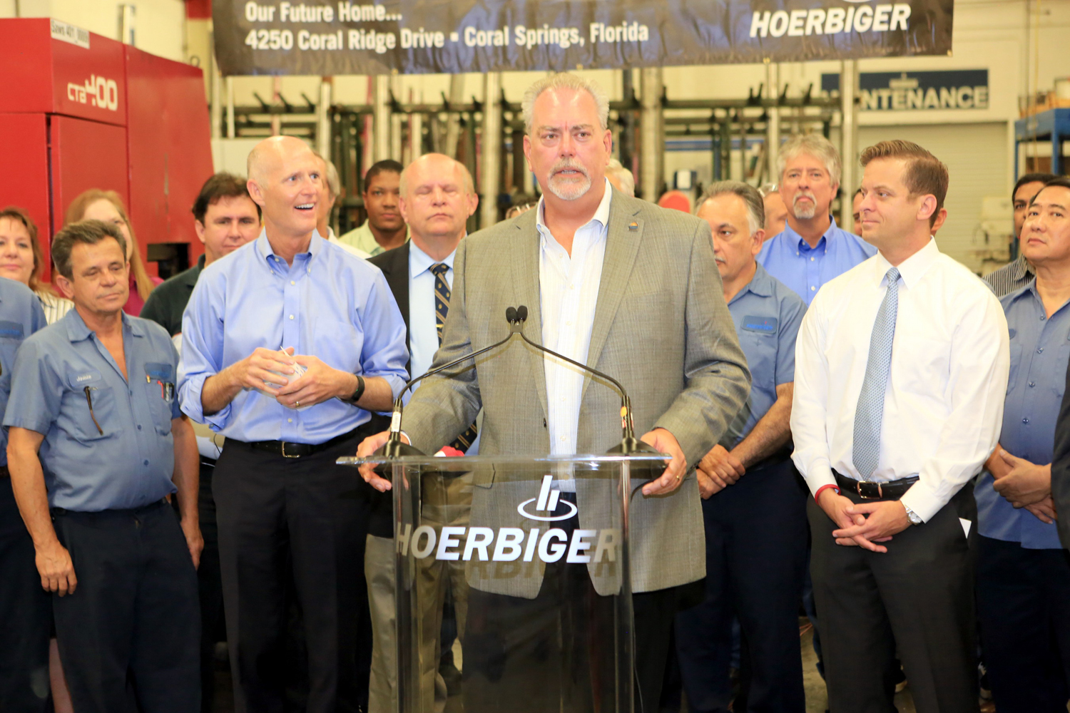 Don York, President of Hoerbiger along with Governor Rick Scott today during the announcement. - Photos by Jim Donnelly