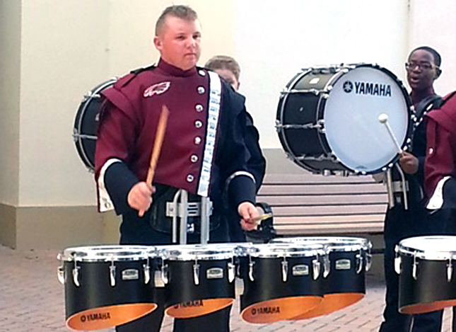 Robbie Flory, percussion player for the Marching Eagles at Stoneman Douglas High School
