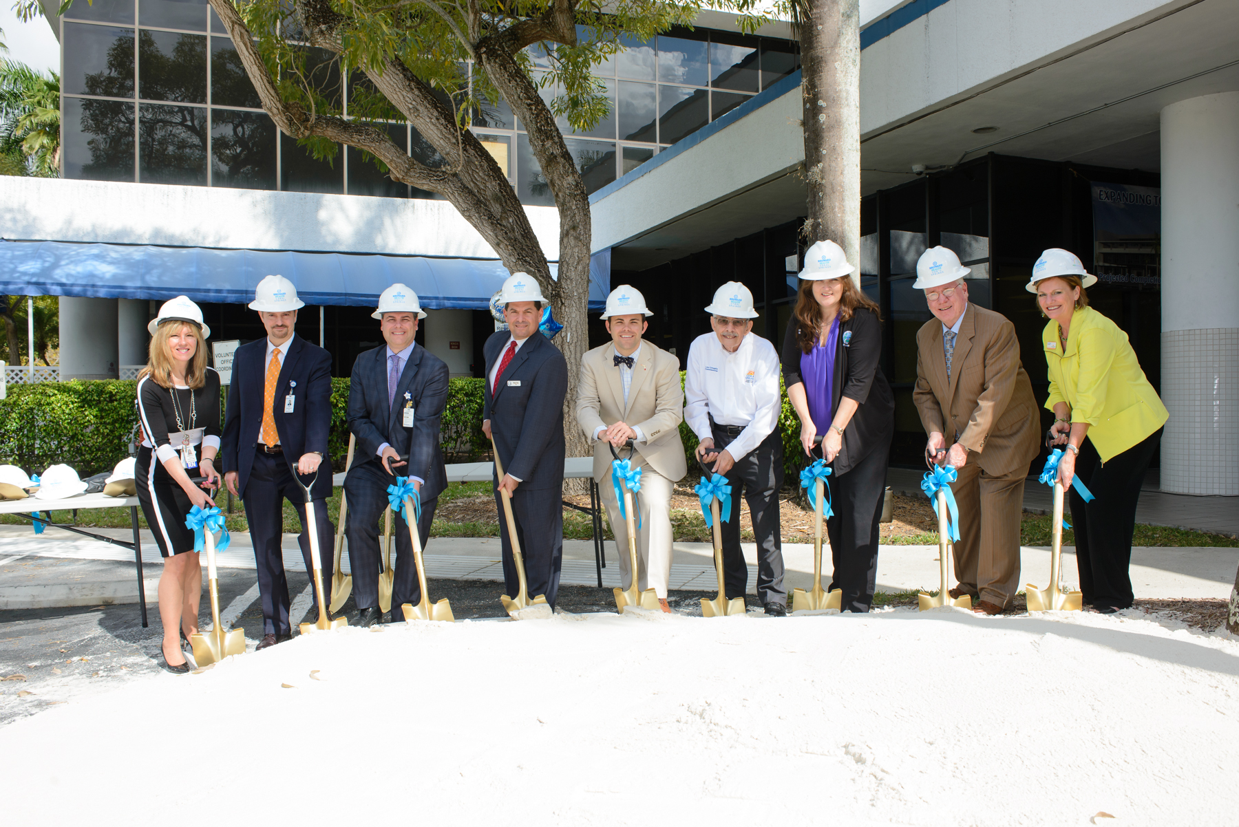 Groundbreaking ceremony included: Kim Jutras Graham/Broward Health Coral Springs(BHCS) Chief Operating Officer & Chief Nursing Officer; Ronald Brandenburg/BHCS Chief Financial Officer; Drew Grossman/ BHCS Chief Executive Officer; Parkland Mayor Michael Udine; Coral Springs Vice Mayor Dan Daley; Coral Springs Commissioner Lou Cimaglia; Parkland Commissioner Christine Hunschofsky; Coral Springs Mayor Skip Campbell; Commissioner Joy Carter .