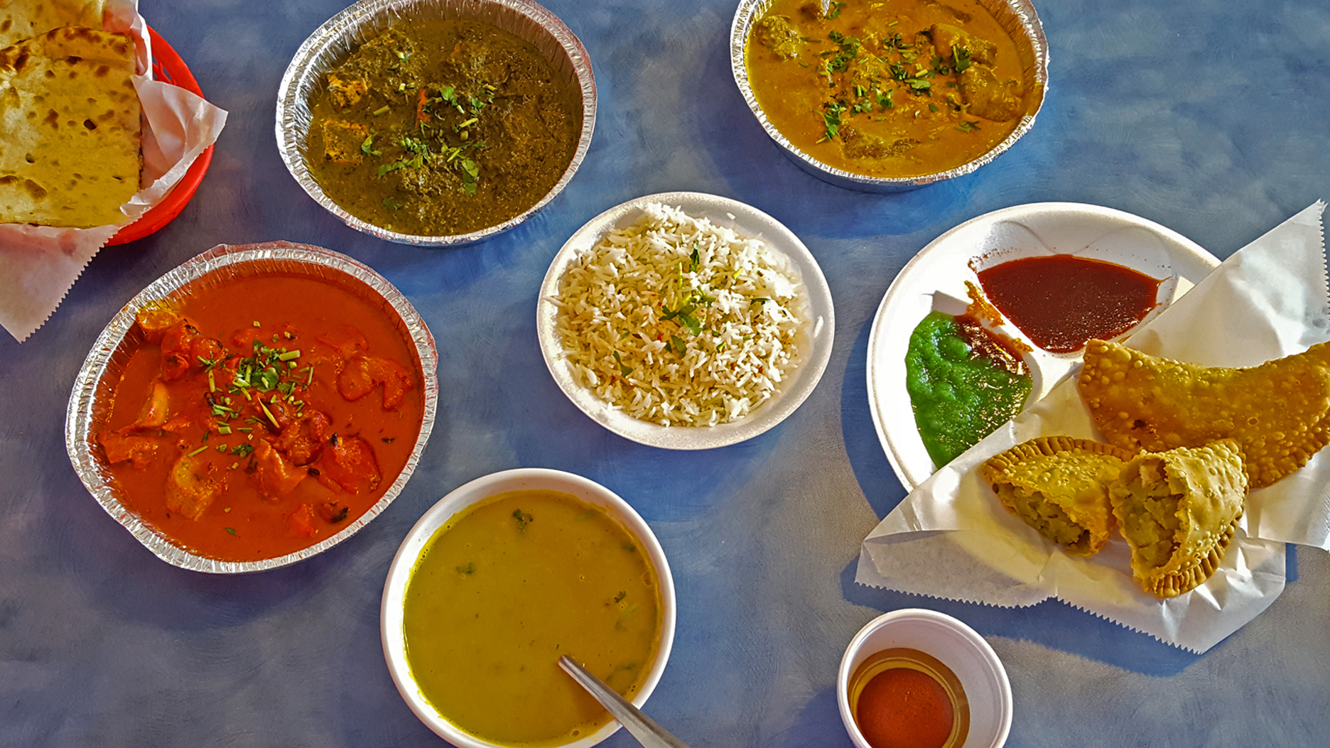 Assortment of food from Indian Kichen