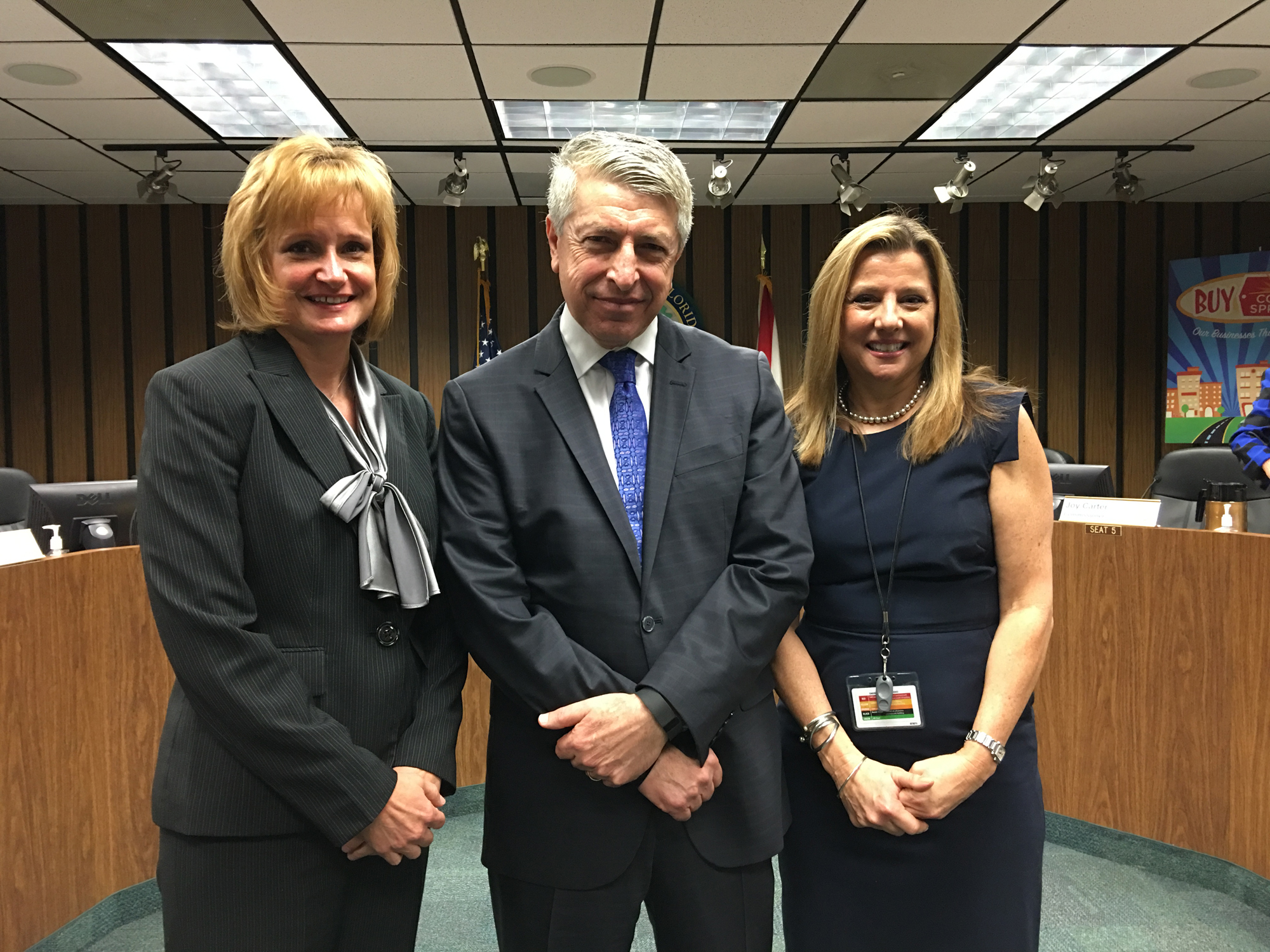 City Manager Erdal Dönmez pictured with Deputy City Managers Jennifer Bramley and Susan Grant on Wednesday.
