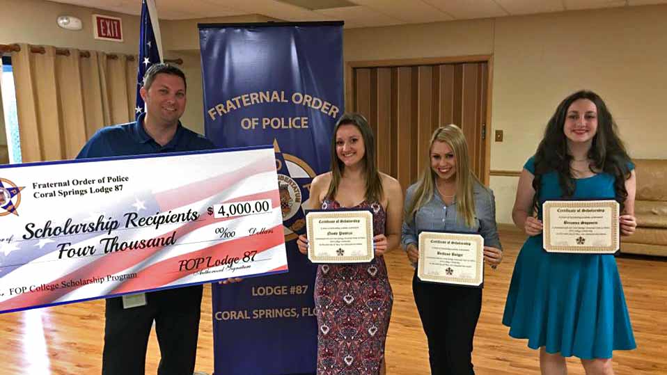 2016 College Scholarship recipients - Nicole Pustizzi, Brittany Bolger and Brianna Sopourn. Not pictured is Heather Errede.