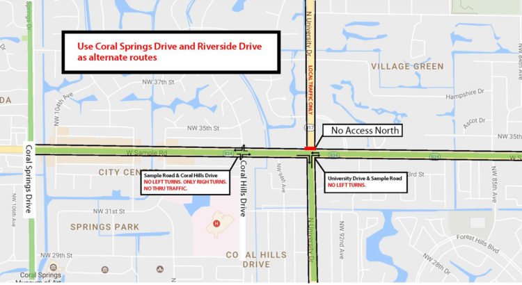Improvement Project Moves to the Sample Road and University Drive Intersection