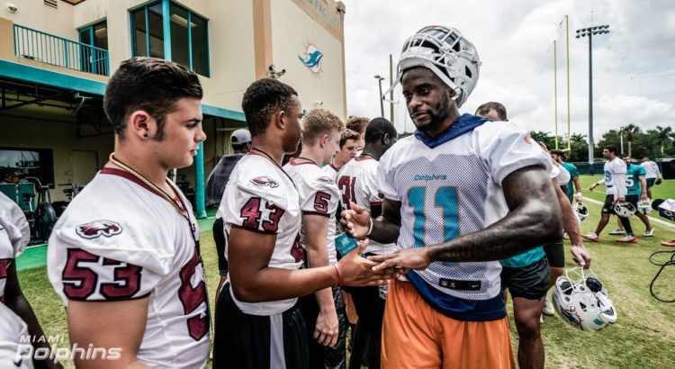 Miami Dolphins Host Marjory Stoneman Douglas Football at Team Practice Miami Dolphins Host Marjory Stoneman Douglas Football at Team Practice