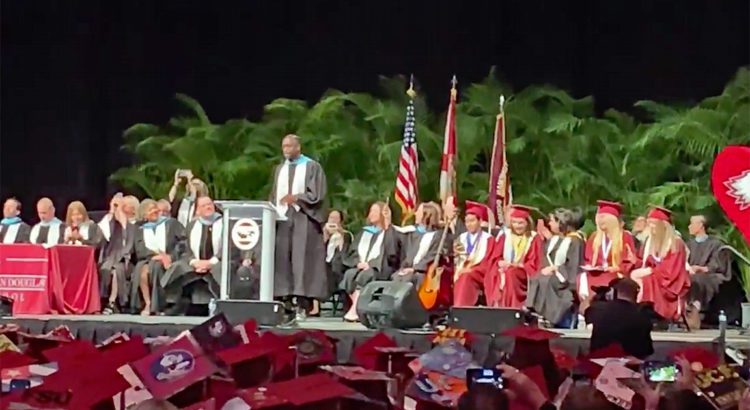 Dwyane Wade Makes a Surprise Appearance at Stoneman Douglas Graduation Dwyane Wade Makes a Surprise Appearance at Stoneman Douglas Graduation