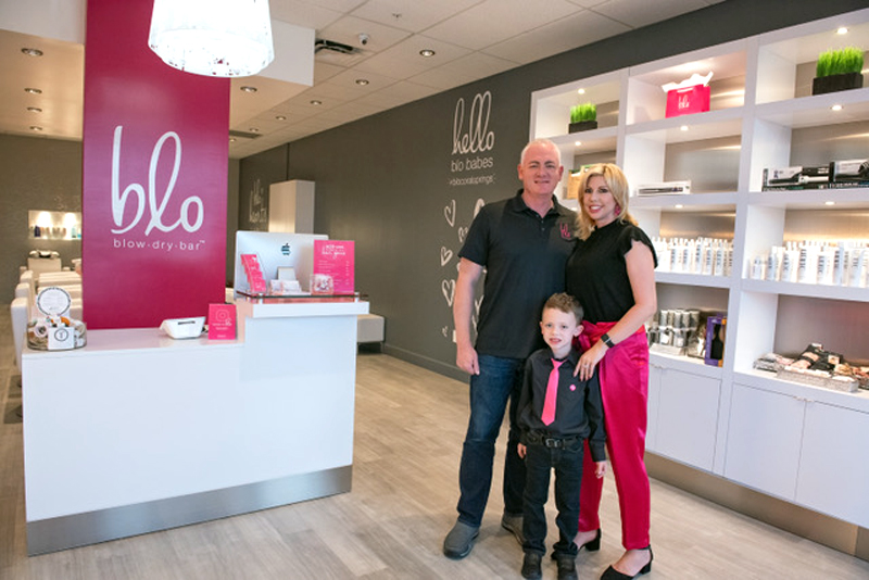 Jessica and Chris Oster with their son Tyler at the Coral Springs location of Blo Blow Dry Bar.