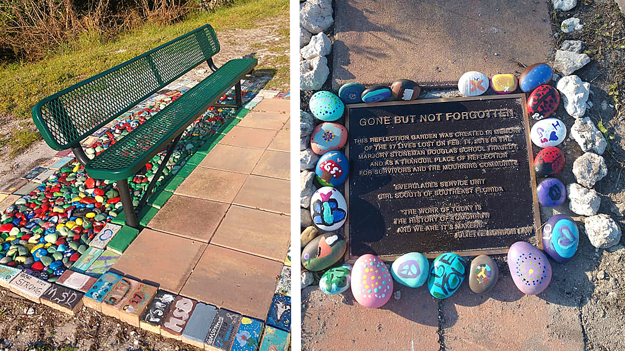Girl Scouts Maintain Memorial for Marjory Stoneman High School Victims