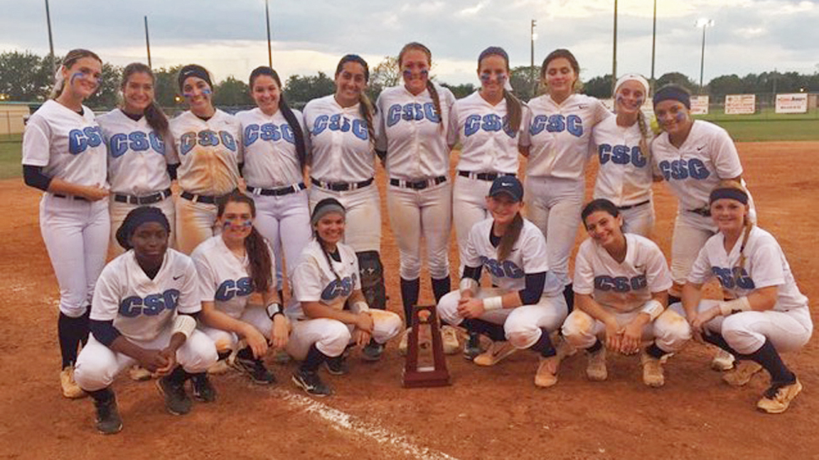 Gianna Boccagno (fifth from the left in the back row) after winning their third-straight District Championship in 2016. (Courtesy CSC Athletics)