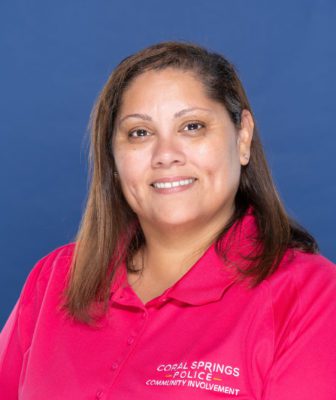 Coral Springs Police Department Community Involvement Coordinator, Monica Vargas.