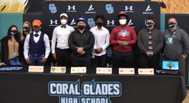 6 Coral Glades Football Players Make it Official on National Signing Day