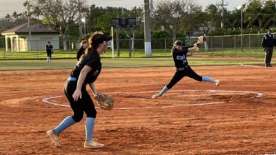 Brianna Godfrey throws a pitch against Cooper City.