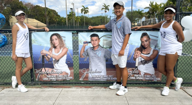 Coral Springs Charter Tennis Celebrate Win on Senior Night With Former Teammate in Attendance