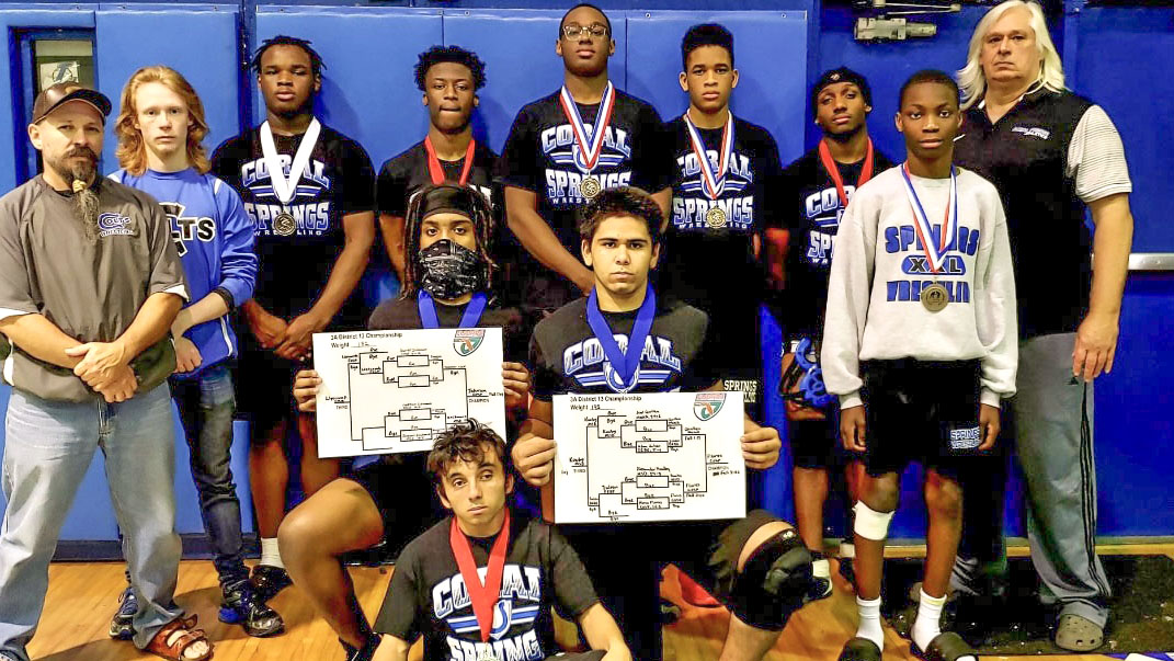 2 Coral Springs High School Wrestlers Win District Championship