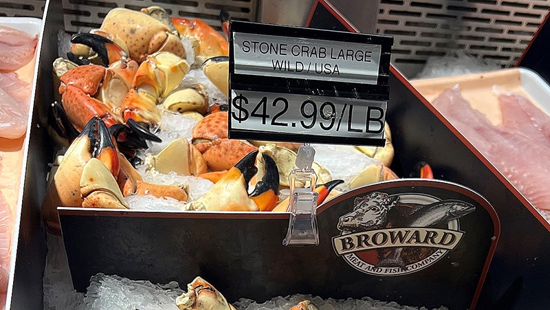 Stone crab claws are sold at the new Margate location of Broward Meat & Fish. {Courtesy}