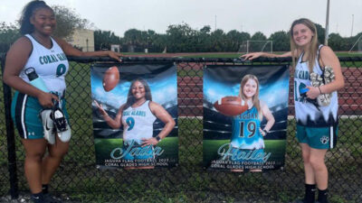 Coral Glades Honors a Pair of 4-Year Varsity Flag Football Players