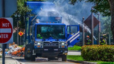 Garbage Truck Fire Shuts Down Turtle Creek Drive