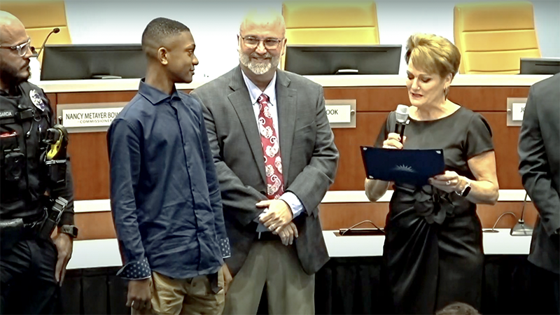 "You're a Hero": Coral Springs Teen Honored for Evacuating His Family From Burning Home