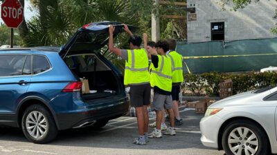 Volunteers at the Chabad Coral Springs Food Distribution event. {Ian Kramer}