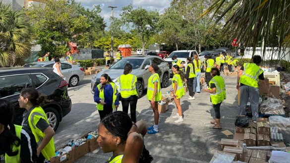 Volunteers at the Chabad Coral Springs Food Distribution event. {Ian Kramer}