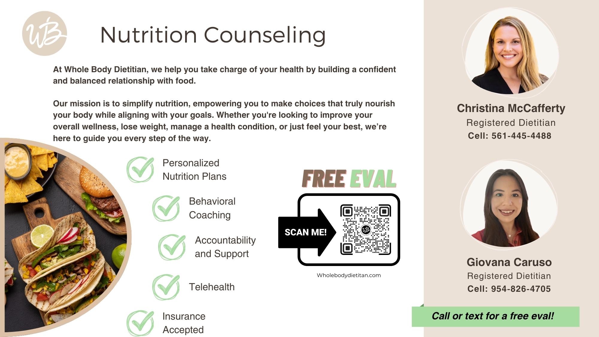 Whole Body Dietitian Nutriiton Counseling