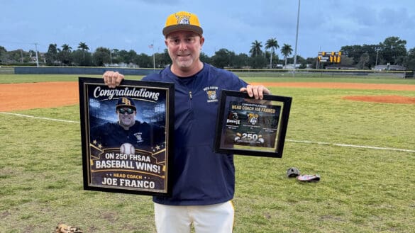 Longtime Coral Springs resident and high school baseball coach Joe Franco reached a major milestone on Thursday night, earning his 250th career victory.