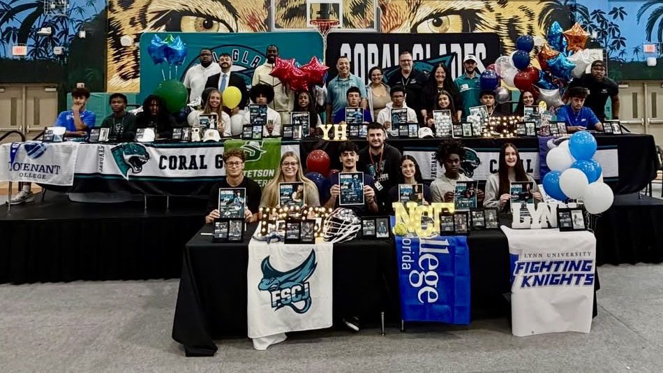 Coral Glades Hosts Historic Signing With 18 Student-Athletes Making Their College Pick